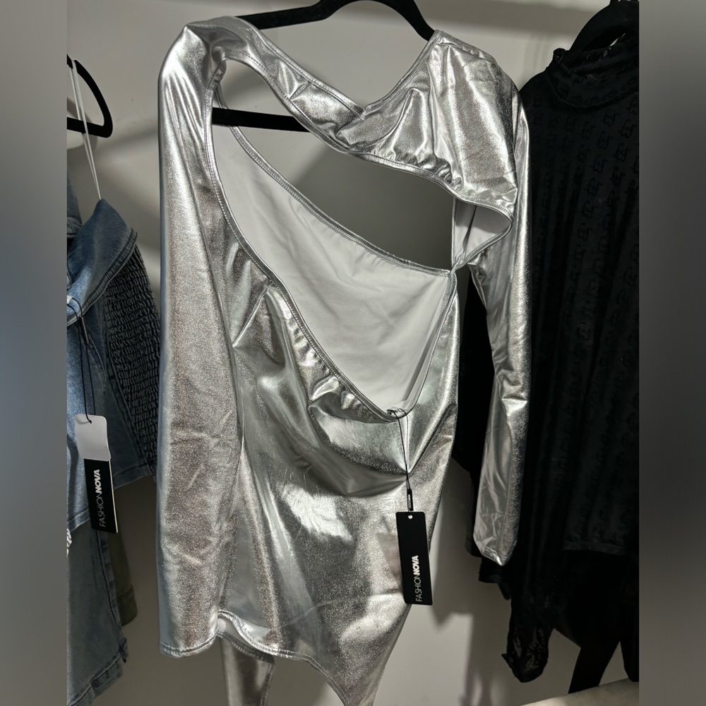 Metallic bodysuit silver